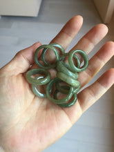 Load image into Gallery viewer, 100% natural type A ice watery oily dark green/gray/black(冰油青) jadeite jade band ring PC77
