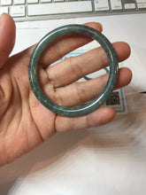 Load image into Gallery viewer, 54mm Type A 100% Natural Light Green/Gray/Black/Purple/Brown “Reed Flowers &amp; Snow” Guatemala Slim Round Cut Jadeite Bangle PJ126-1420
