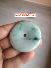 Load image into Gallery viewer, 100% Natural sunny green/pink/purple tropical beach jadeite Jade Safety Guardian Button(donut) Pendant/worry stone X123

