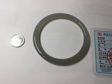 Load image into Gallery viewer, 59.4mm Certified 100% Natural gray black(灰冰) flat round cut nephrite jade bangle HN38-3593
