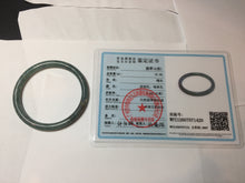 Load image into Gallery viewer, 54mm Type A 100% Natural Light Green/Gray/Black/Purple/Brown “Reed Flowers &amp; Snow” Guatemala Slim Round Cut Jadeite Bangle PJ126-1420
