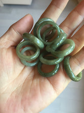 Load image into Gallery viewer, 100% natural type A ice watery oily dark green/gray/black(冰油青) jadeite jade band ring PC77
