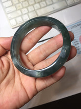 Load image into Gallery viewer, 56.2mm Certified Type A 100% Natural icy watery dark green/blue/gray/black Guatemala Jadeite bangle BH232-0259
