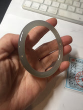 Load image into Gallery viewer, 59.4mm Certified 100% Natural gray black(灰冰) flat round cut nephrite jade bangle HN38-3593
