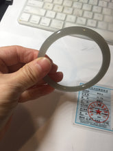 Load image into Gallery viewer, 59.4mm Certified 100% Natural gray black(灰冰) flat round cut nephrite jade bangle HN38-3593
