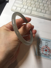 Load image into Gallery viewer, 59.4mm Certified 100% Natural gray black(灰冰) flat round cut nephrite jade bangle HN38-3593
