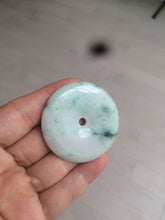 Load image into Gallery viewer, 100% Natural sunny green/pink/purple tropical beach jadeite Jade Safety Guardian Button(donut) Pendant/worry stone X123
