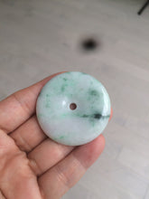 Load image into Gallery viewer, 100% Natural sunny green/pink/purple tropical beach jadeite Jade Safety Guardian Button(donut) Pendant/worry stone X123
