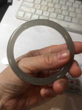 Load image into Gallery viewer, 59.4mm Certified 100% Natural gray black(灰冰) flat round cut nephrite jade bangle HN38-3593
