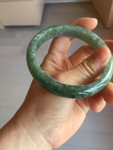 Load image into Gallery viewer, 61.2mm certified type A 100% Natural oily dark green gray black with flying snow Jadeite jade bangle PC208-7672
