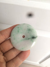 Load image into Gallery viewer, 100% Natural sunny green/pink/purple tropical beach jadeite Jade Safety Guardian Button(donut) Pendant/worry stone X123
