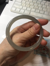 Load image into Gallery viewer, 59.4mm Certified 100% Natural gray black(灰冰) flat round cut nephrite jade bangle HN38-3593
