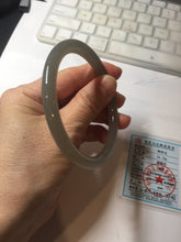 Load image into Gallery viewer, 59.4mm Certified 100% Natural gray black(灰冰) flat round cut nephrite jade bangle HN38-3593
