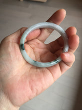 Load image into Gallery viewer, 49mm certified natural 100% natural Type A green white with green flying flowers oval jadeite jade bangle PB110-2435
