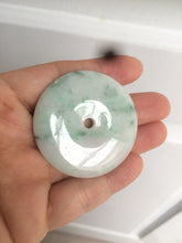 Load image into Gallery viewer, 100% Natural sunny green/pink/purple tropical beach jadeite Jade Safety Guardian Button(donut) Pendant/worry stone X123
