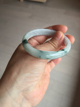 Load image into Gallery viewer, 49mm certified natural 100% natural Type A green white with green flying flowers oval jadeite jade bangle PB110-2435
