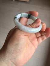 Load image into Gallery viewer, 49mm certified natural 100% natural Type A green white with green flying flowers oval jadeite jade bangle PB110-2435
