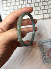 Load image into Gallery viewer, 56mm Type A 100% Natural Light Green/Gray/Black/Brown “Reed Flowers &amp; Snow” Guatemala Slim Round Cut Jadeite Bangle PJ127-1420
