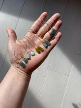 Load image into Gallery viewer, 100% Natural icy watery deep sea blue/green/gray safe and sound dangling Guatemala jadeite Jade earring Q125
