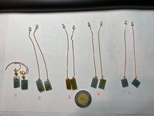 Load image into Gallery viewer, 100% Natural icy watery deep sea blue/green/gray safe and sound dangling Guatemala jadeite Jade earring Q125
