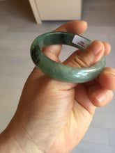 Load image into Gallery viewer, 51.5mm Certified Type A 100% Natural Oily Dark Green Gray Black with Flying Snow Oval Jadeite Jade Bangle PC207-7685

