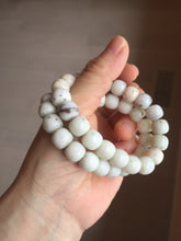 Load image into Gallery viewer, 10x8mm 100% Natural beige white brown vintage style  flying dandelions Osmanthus fragrans cake(桂花糕) nephrite Jade bead bracelet HT123
