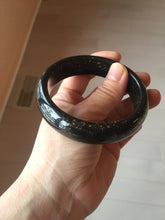 Load image into Gallery viewer, 60mm 100% Natural dark green/black meteorite Stellar Night sky nephrite bangle HN84-1264
