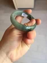 Load image into Gallery viewer, 51.5mm Certified Type A 100% Natural Oily Dark Green Gray Black with Flying Snow Oval Jadeite Jade Bangle PC207-7685
