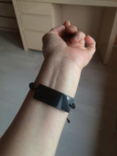 Load image into Gallery viewer, 100% natural type A black jadeite jade (mocui, 墨翠) rectangle bead/craft supplies AY78
