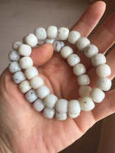 Load image into Gallery viewer, 10x8mm 100% Natural beige white brown vintage style  flying dandelions Osmanthus fragrans cake(桂花糕) nephrite Jade bead bracelet HT123
