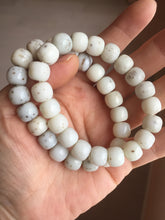 Load image into Gallery viewer, 10x8mm 100% Natural beige white brown vintage style  flying dandelions Osmanthus fragrans cake(桂花糕) nephrite Jade bead bracelet HT123
