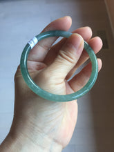 Load image into Gallery viewer, 57mm Certified Type A 100% Natural light green/blue/gray/brown with flying snow Guatemala slim round cut Jadeite bangle PD57-5536
