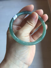 Load image into Gallery viewer, 57mm Certified Type A 100% Natural light green/blue/gray/brown with flying snow Guatemala slim round cut Jadeite bangle PD57-5536
