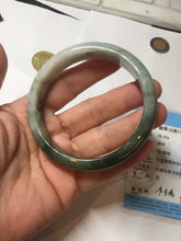 Load image into Gallery viewer, 58.2mm Certified Type A 100% Natural dark green gray black jadeite Jade bangle PD170-6281
