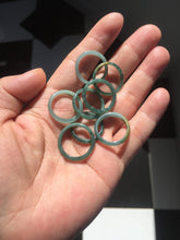 Load image into Gallery viewer, Size5 100% natural type A icy watery light green/blue/yellow/gray skinny Guatemala jadeite jade slim band ring AR105
