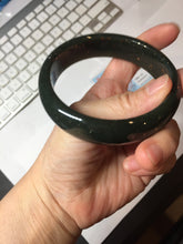 Load image into Gallery viewer, 62.2mm 100% Natural Dark Green/Black Meteorite Starry Night Sky Galaxy Nephrite Bangle HK4-5902
