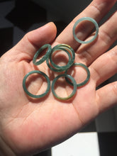 Load image into Gallery viewer, Size5 100% natural type A icy watery light green/blue/yellow/gray skinny Guatemala jadeite jade slim band ring AR105
