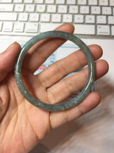 Load image into Gallery viewer, 56mm Type A 100% Natural Light Green/Gray/Black/Brown “Reed Flowers &amp; Snow” Guatemala Slim Round Cut Jadeite Bangle PJ128-1410
