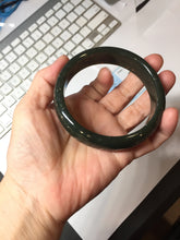 Load image into Gallery viewer, 62.2mm 100% Natural Dark Green/Black Meteorite Starry Night Sky Galaxy Nephrite Bangle HK4-5902
