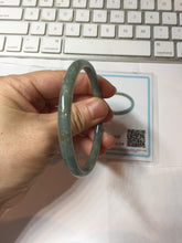 Load image into Gallery viewer, 56mm Type A 100% Natural Light Green/Gray/Black/Brown “Reed Flowers &amp; Snow” Guatemala Slim Round Cut Jadeite Bangle PJ128-1410
