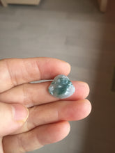 Load image into Gallery viewer, 100% Natural type A icy watery light purple green white small happy Buddha jadeite pendant PF24
