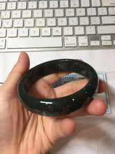 Load image into Gallery viewer, 62.2mm 100% Natural Dark Green/Black Meteorite Starry Night Sky Galaxy Nephrite Bangle HK4-5902
