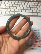 Load image into Gallery viewer, 54.2mm Type A 100% Natural Light Green/Gray/Black/Brown “Reed Flowers &amp; Snow” Guatemala Slim Round Cut Jadeite Bangle PJ129-1422
