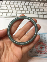 Load image into Gallery viewer, 54.2mm Type A 100% Natural Light Green/Gray/Black/Brown “Reed Flowers &amp; Snow” Guatemala Slim Round Cut Jadeite Bangle PJ129-1422

