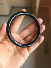 Load image into Gallery viewer, 59.5mm 100% Natural dark green/black round cut nephrite bangle HN83-2279
