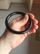 Load image into Gallery viewer, 59.5mm 100% Natural dark green/black round cut nephrite bangle HN83-2279
