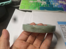 Load image into Gallery viewer, 59.5mm certified type A 100% Natural light green/gray chubby square style Jadeite Jade bangle AZ38-1505
