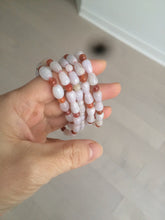 Load image into Gallery viewer, 100% natural type A light purple/white water drop/olive jadeite jade bead bracelet BK58
