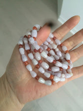 Load image into Gallery viewer, 100% natural type A light purple/white water drop/olive jadeite jade bead bracelet BK58
