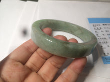 Load image into Gallery viewer, 59.5mm certified type A 100% Natural light green/gray chubby square style Jadeite Jade bangle AZ38-1505
